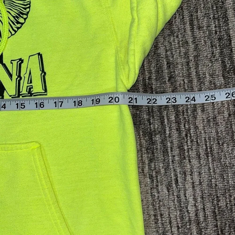 Mens Medium “Montana” Big Ram Graphic Hoodie‎ Sweatshirt Neon Green Safety - Picture 3 of 5